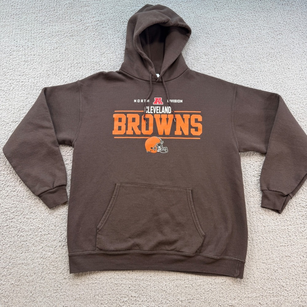 NFL Team Apparel Cleveland Browns Brown Hoodie Mens Large AFC North 2008